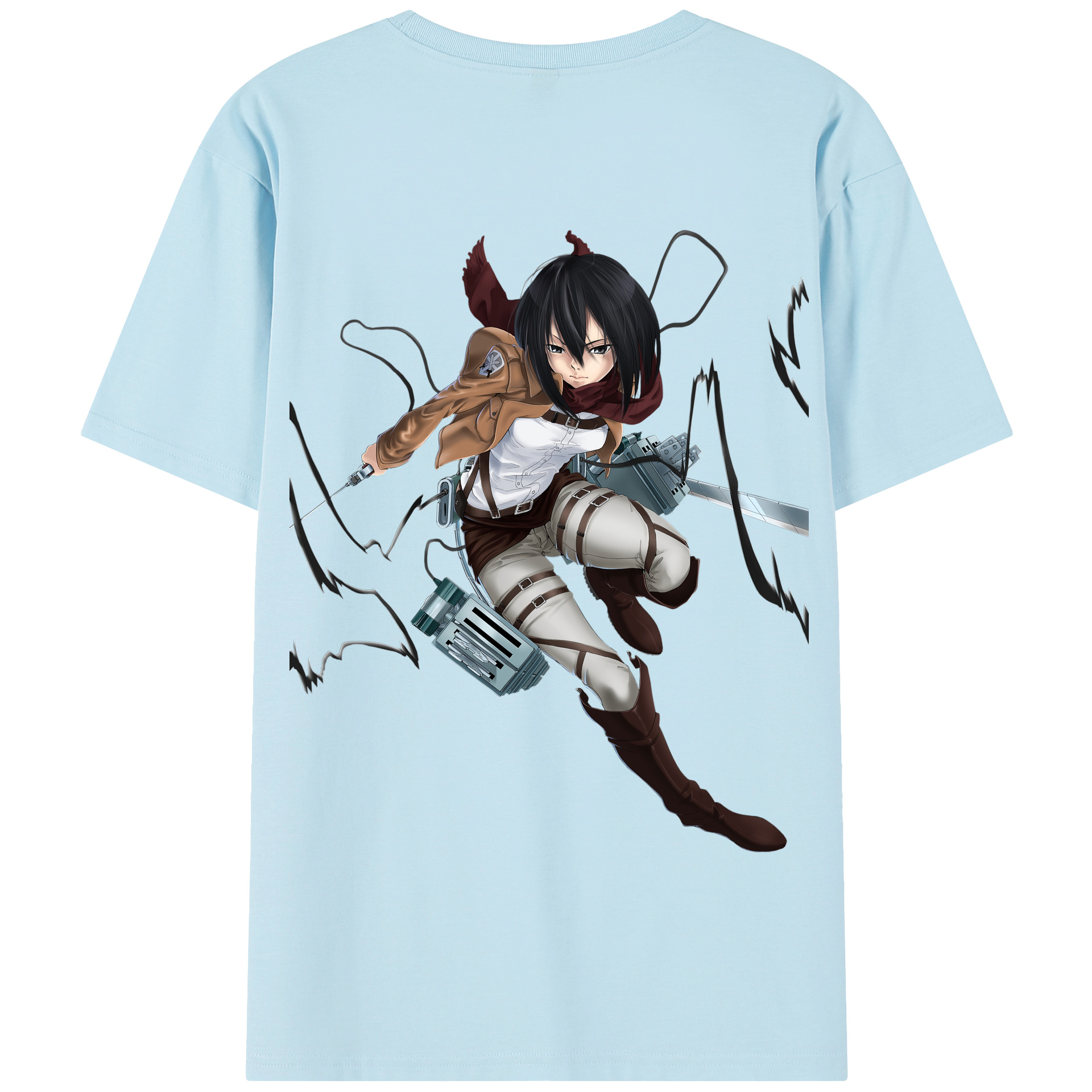 （画像用） 進撃の巨人 ミカサ·アッカーマン Attack on Titan Mikasa Ackerman 綿100％半袖Tシャツ（背面プリント）